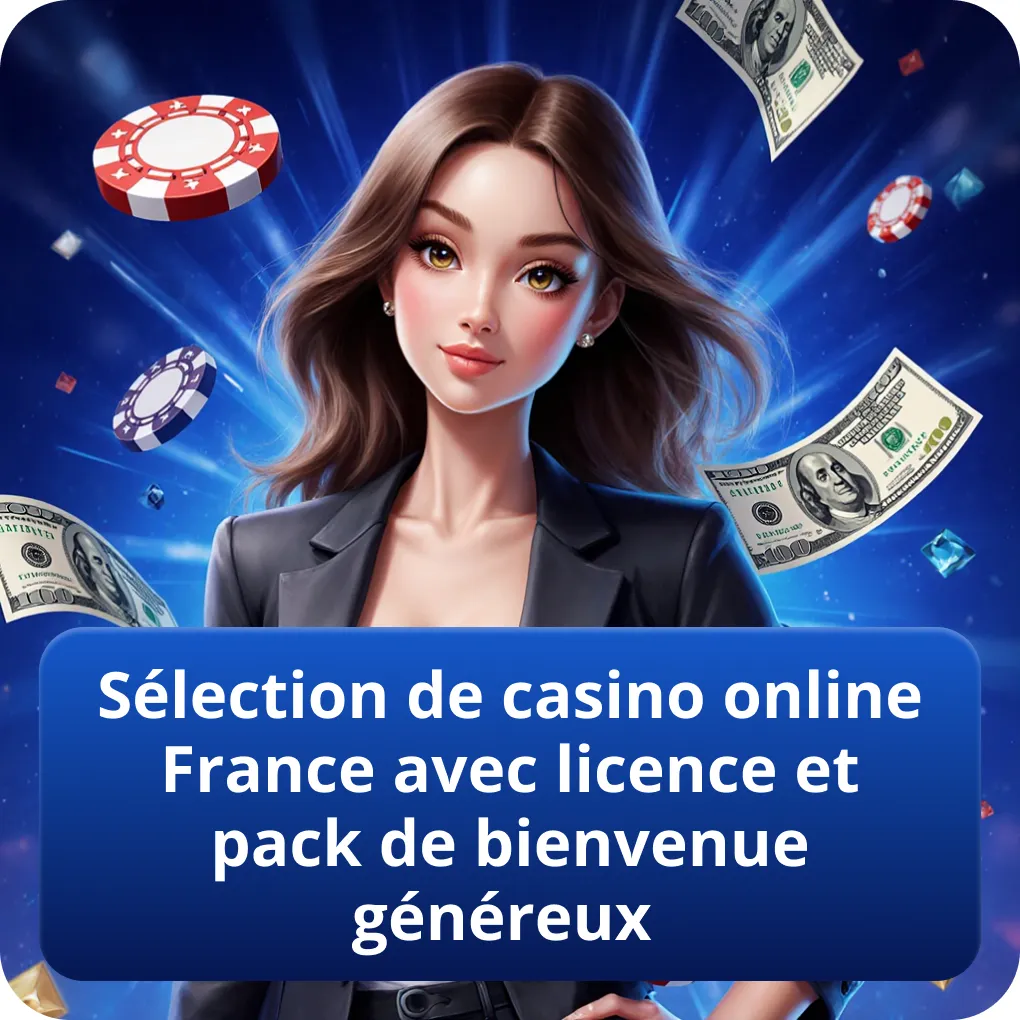 Sélection de casinos en ligne en France avec licence, pack de bienvenue généreux et critères de choix clairs