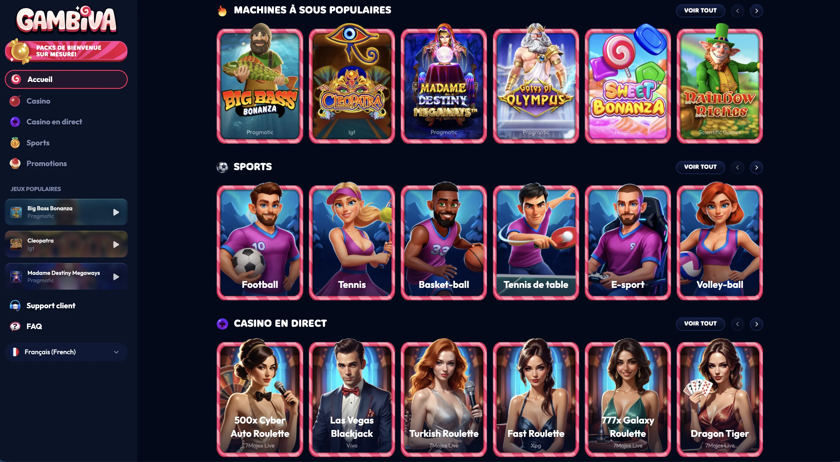 Jeux disponibles dans un casino en ligne paiement PaysafeCard